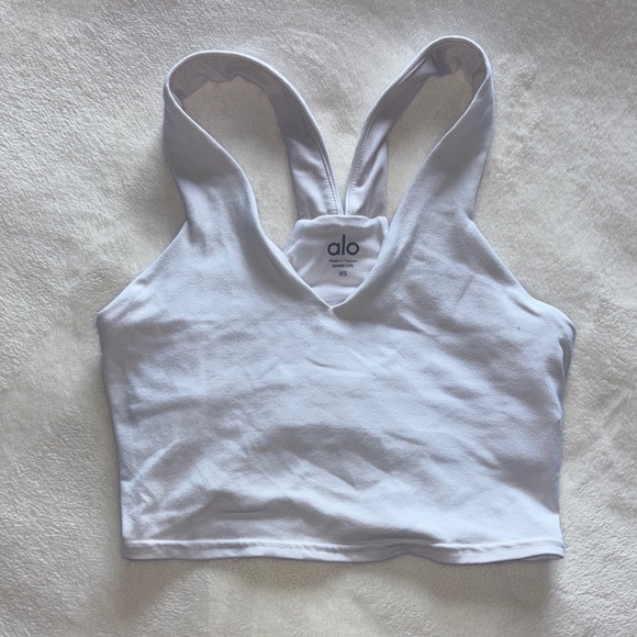 ALO Yoga Light Gray Sports Bra - Picture 1 of 5